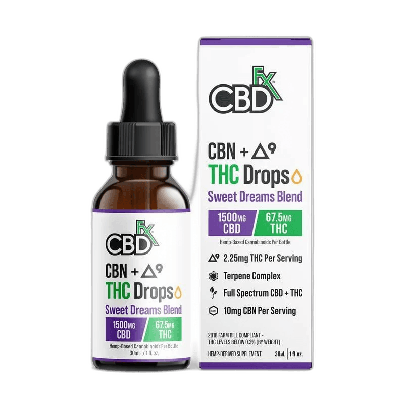 CBDfx Full Spectrum Delta 9 Tincture Sweet Dreams - 1500mg CBD + 370mg CBN + <0.3% Δ9THC - 30ml