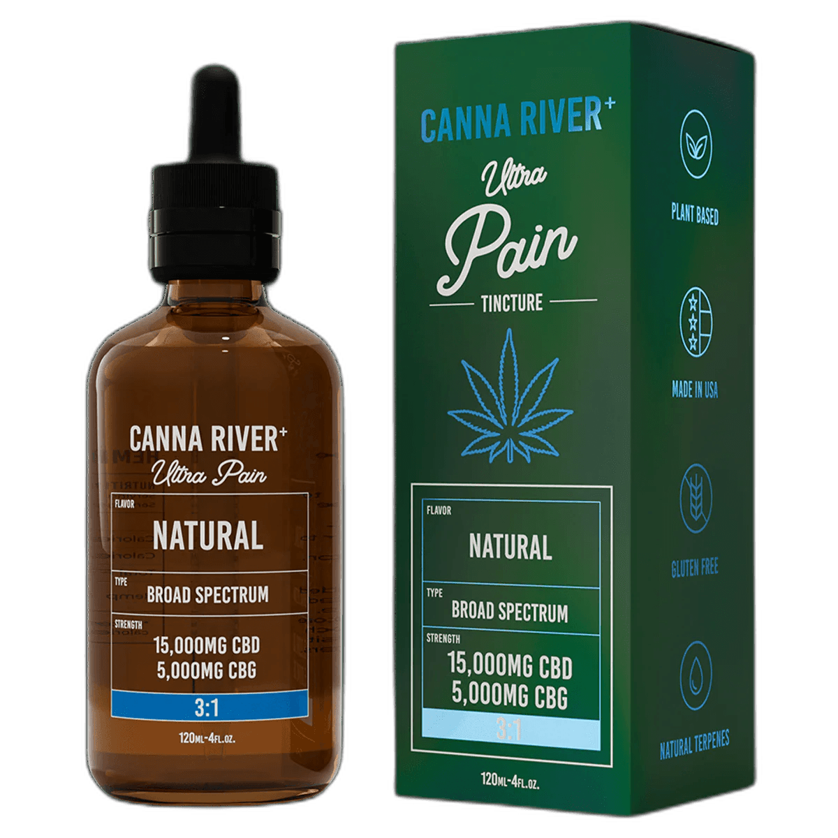 Canna River Broad Spectrum CBD:CBG Ultra Pain Tincture 15000mg CBD, 5000mg CBG