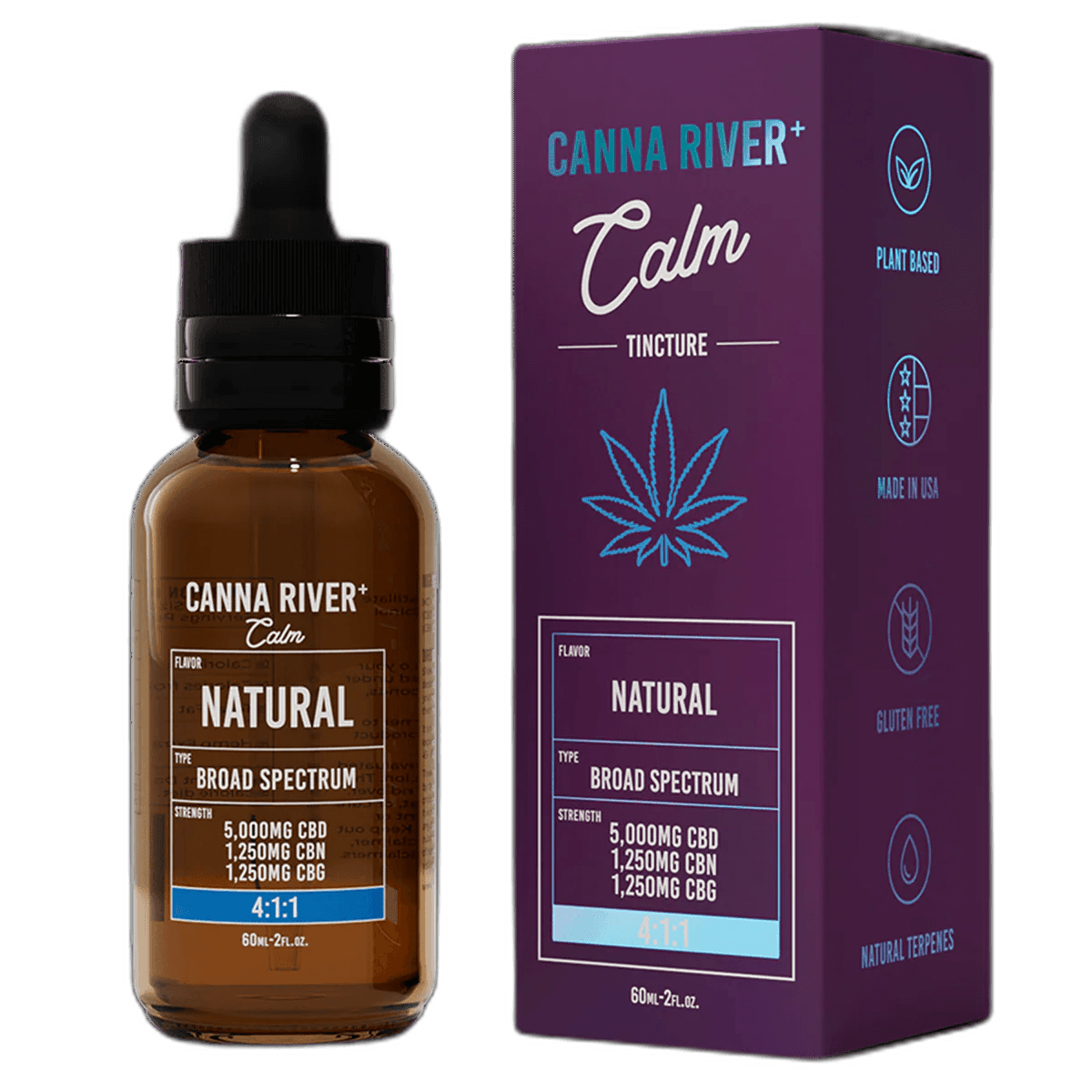 Canna River Full Spectrum Calm - 5000mg CBD + 1250mg CBG + 1250mg CBN + <0.3% Δ9THC - 60ml